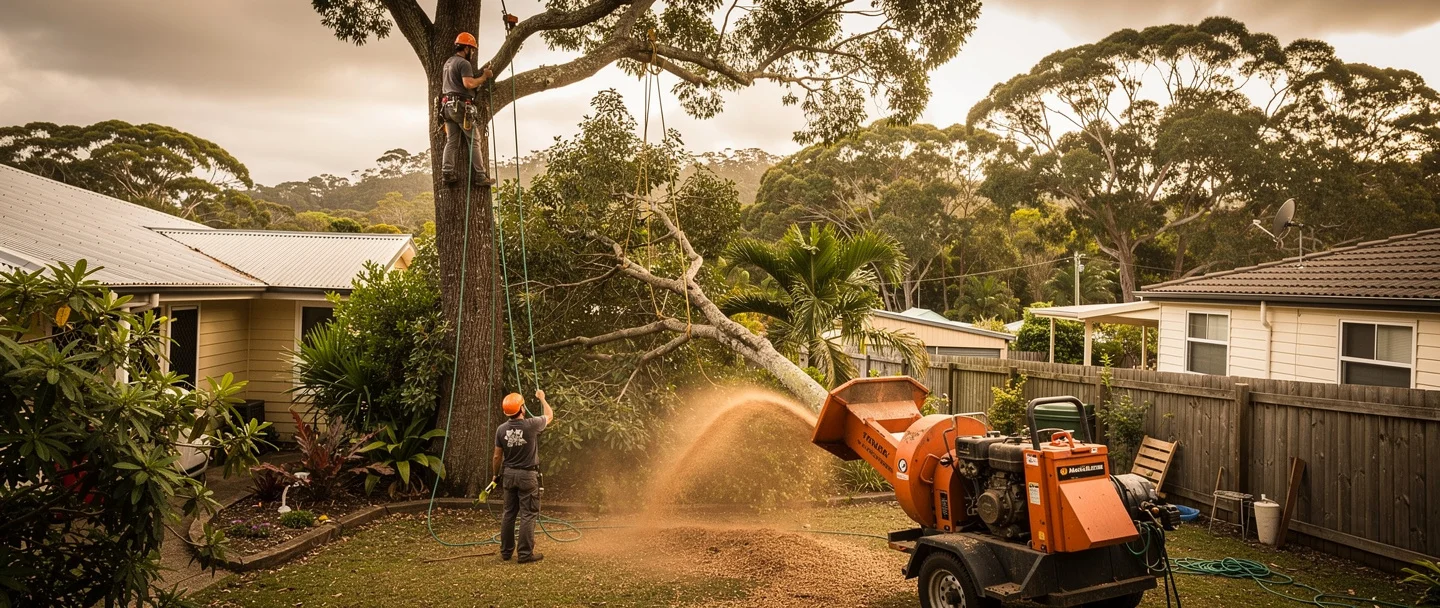 A gallery of Tweed Coast Tree Surgeons jobs including crane removals and storm cleanup